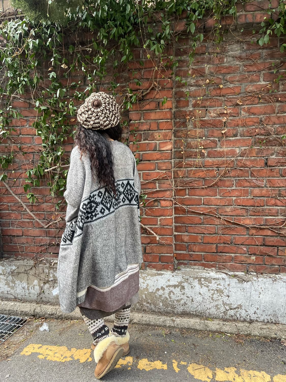 히피 패턴 포인트 니트 케이프 상품이미지5