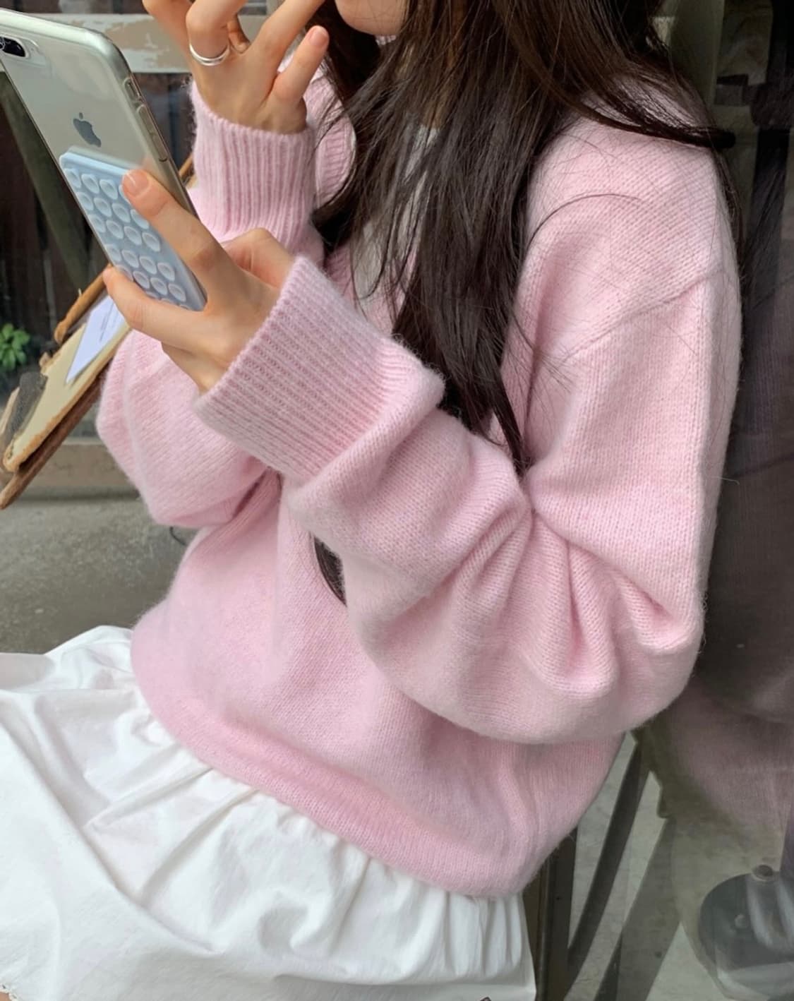 파운더스 아멜리 알파카 브이넥 니트 핑크 상품이미지4