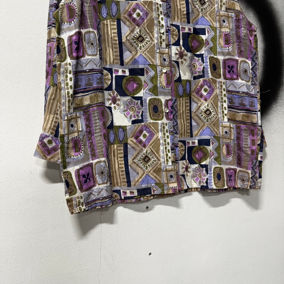 VTG 빈티지 에스닉 바로크 풀 패턴 시스루 긴팔 셔츠 상품이미지4