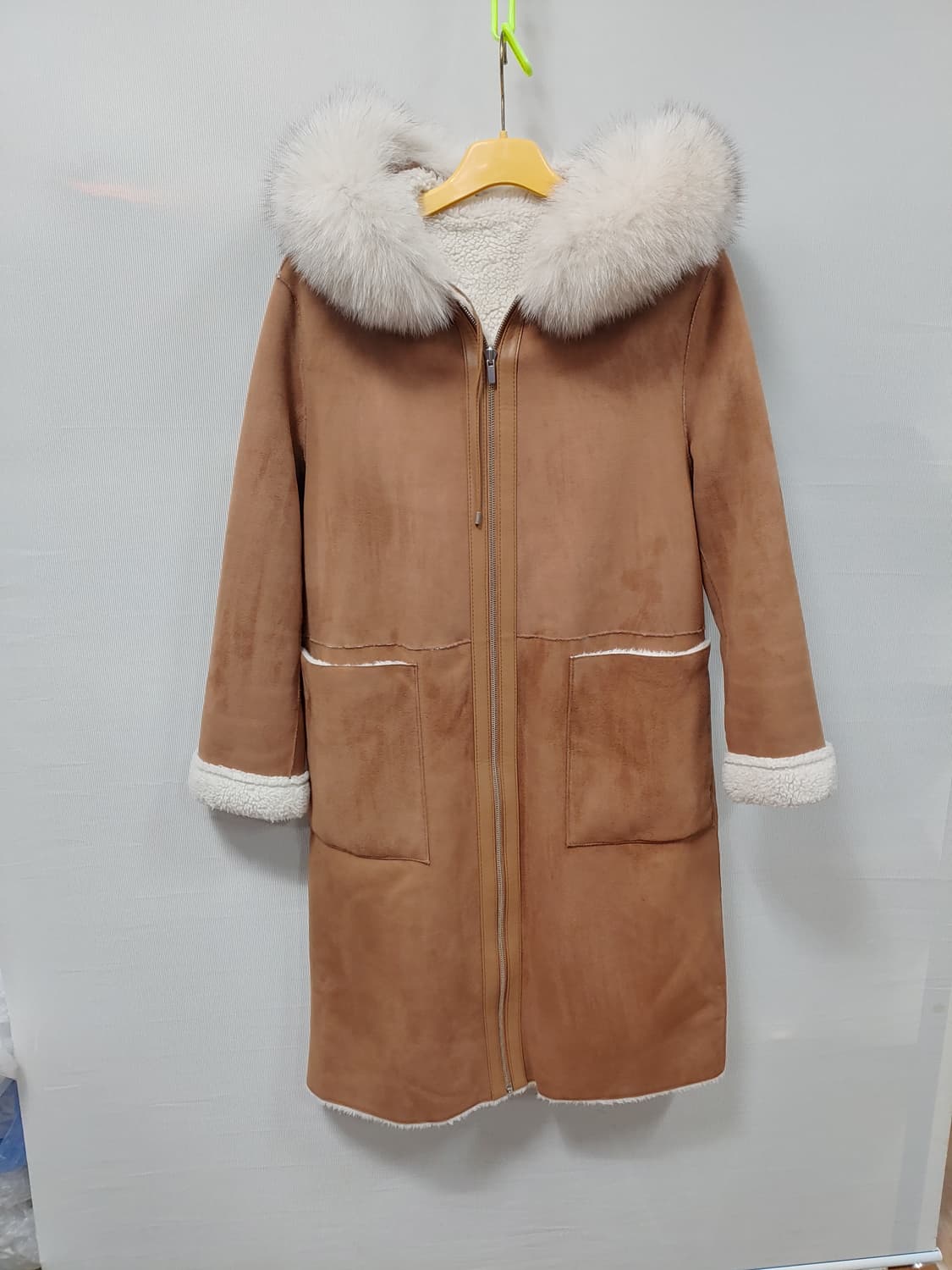 주크 무스탕 롱 코트 폭스 퍼 후드 양면 여성66 상품이미지1