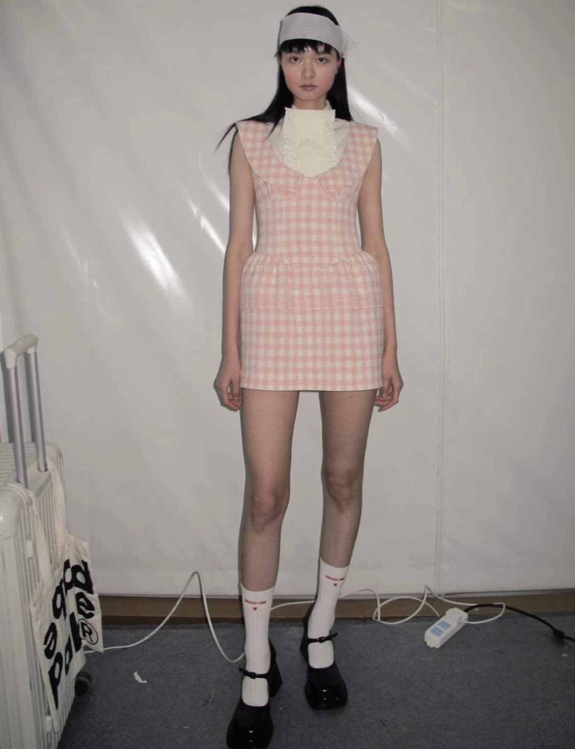 Shushutong 슈슈통 핑크 체크 미니 원피스 상품이미지3