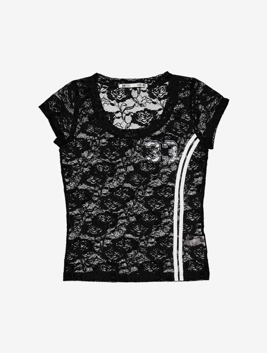 셋업이엑스이 33 LACE TOP / BLACK 상품이미지1