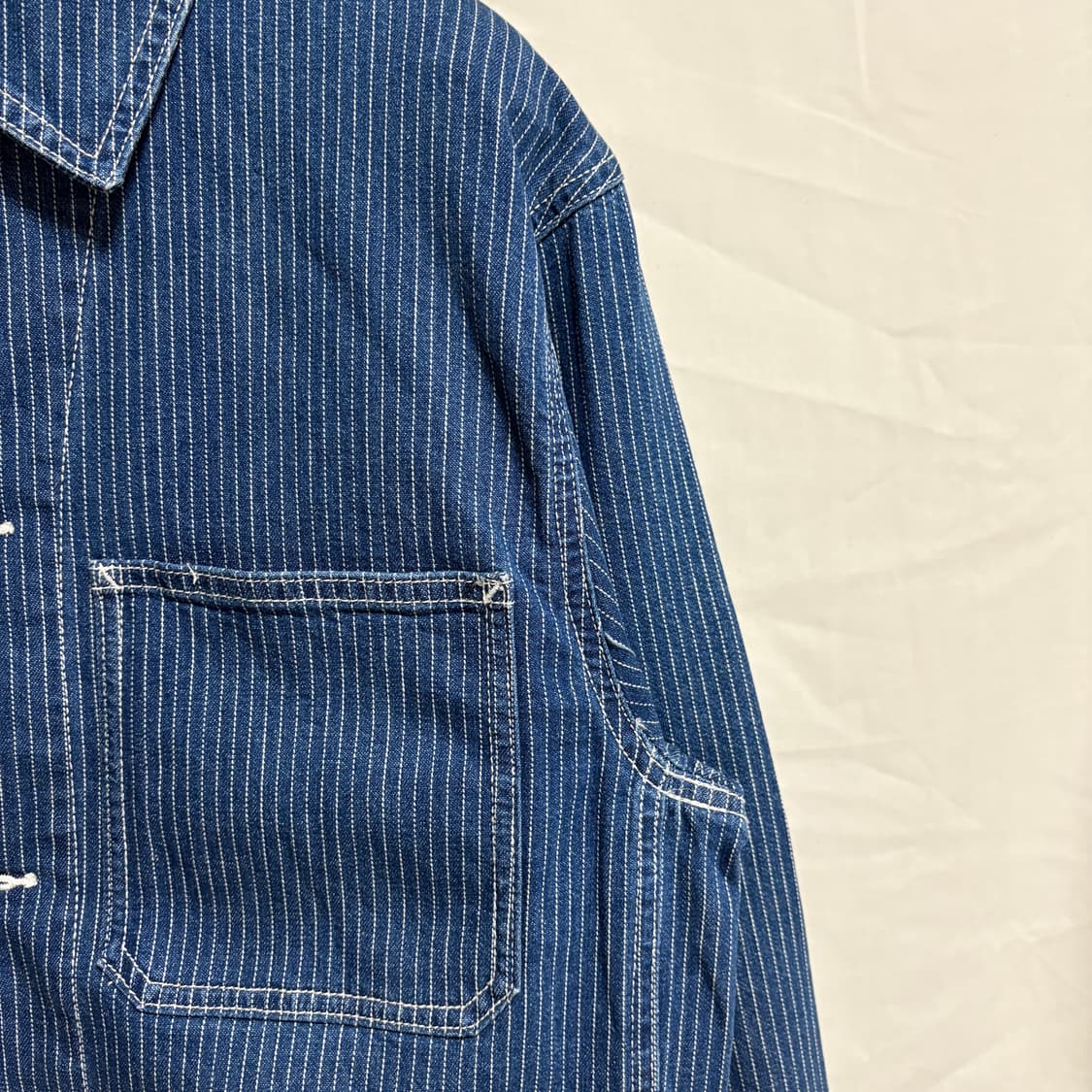 유니클로 히코리 데님 스트라이프 워크자켓 / 블루, M 상품이미지5