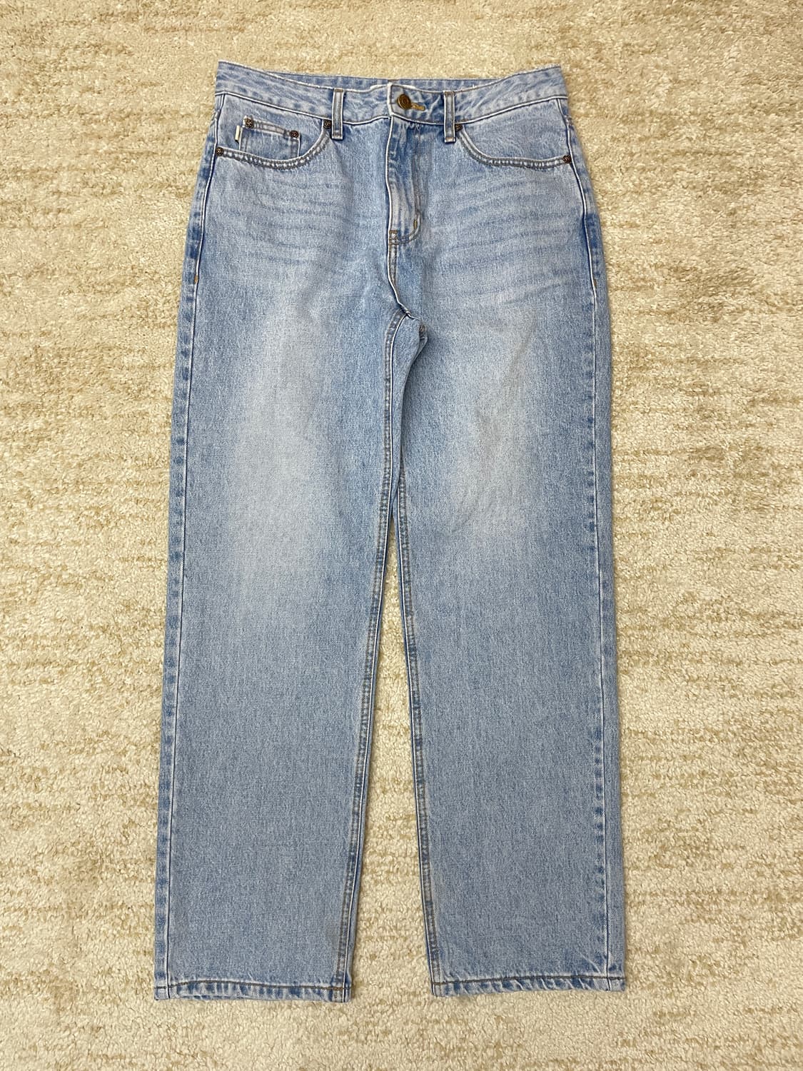 [M] 글로니 로우 연청바지 라이즈, 릴렉스 루즈 핏 데님 팬츠  상품이미지1