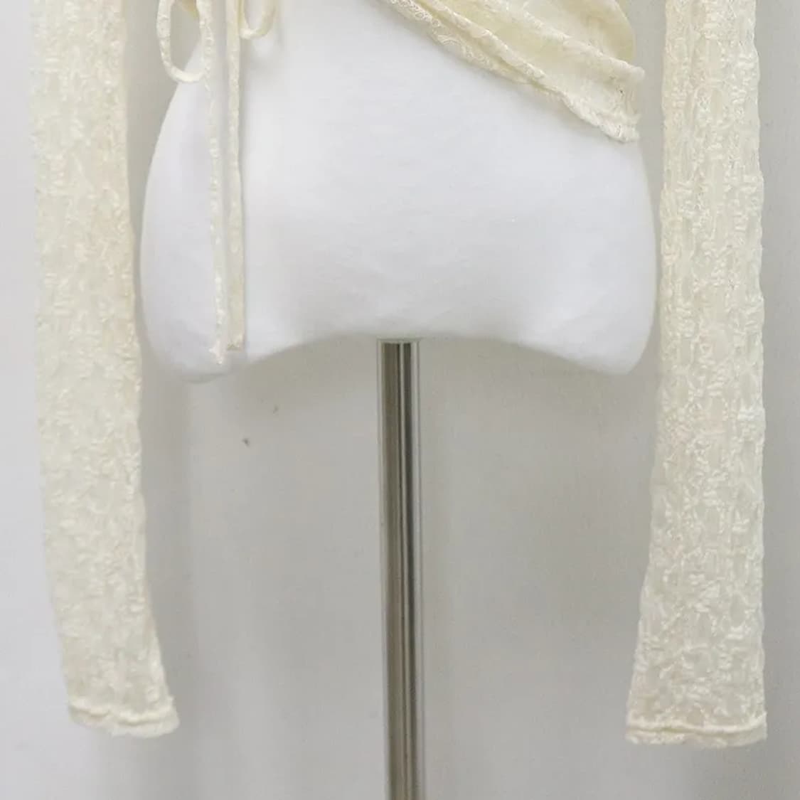 레이스 시스루 셔링 긴팔 티셔츠 66366 상품이미지4