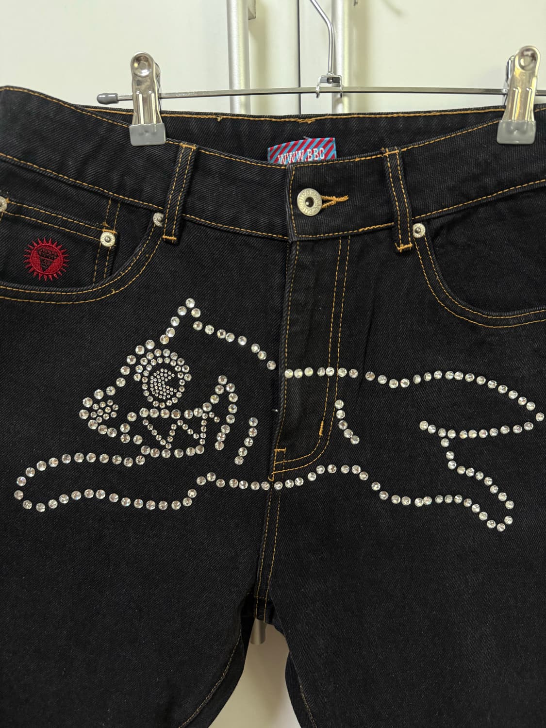 (Eu한정)RHINESTONE RUNNING DOG DENIM PANTS 상품이미지2