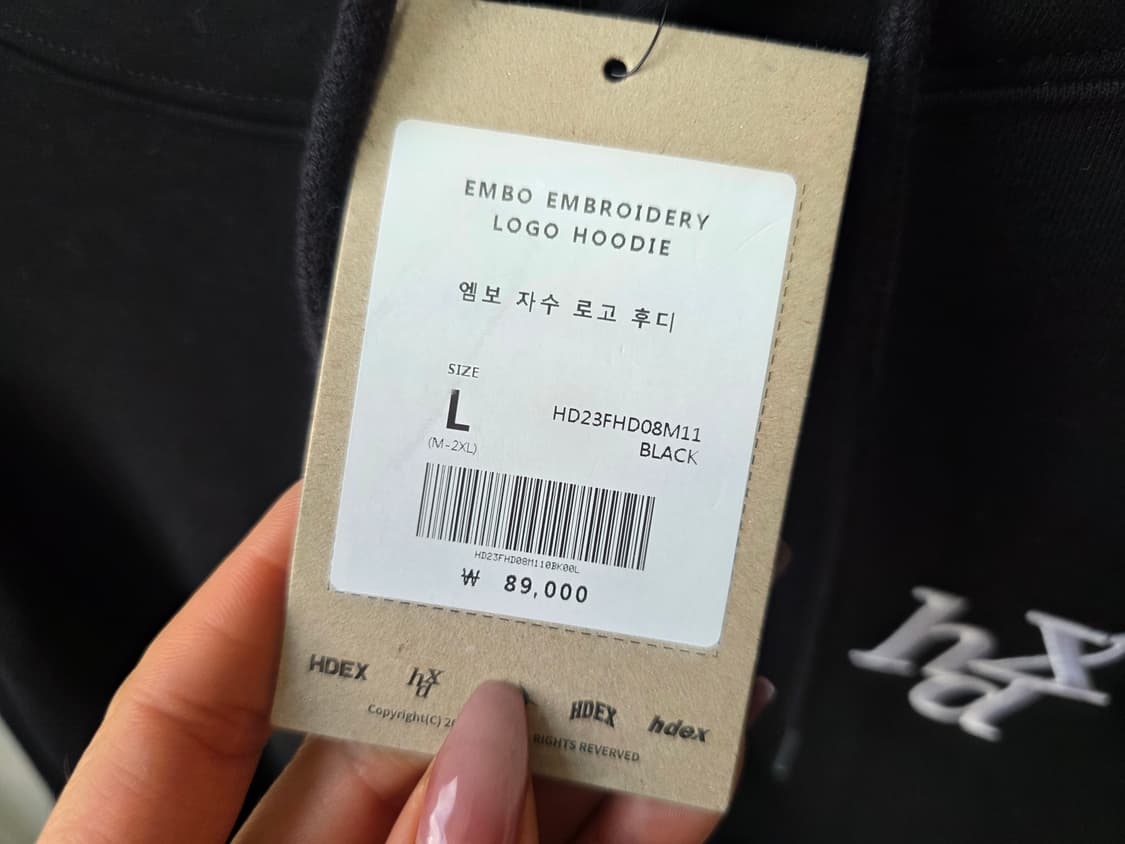 엠보자수 로고 후드티 (새상품) 상품이미지5