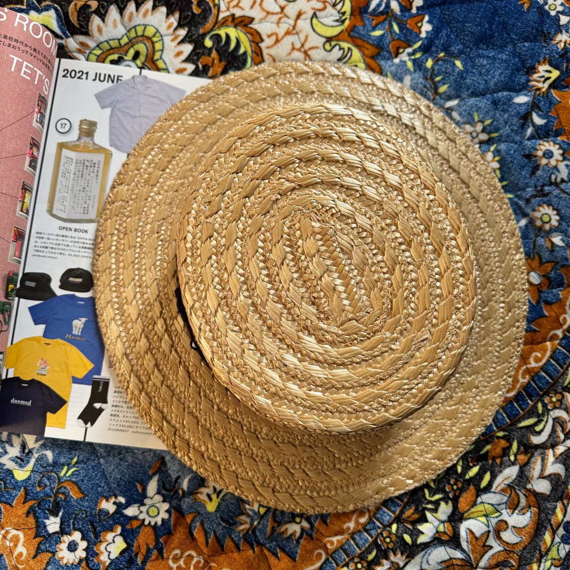 JOHN B  STETSON 스텟슨 빈티지 블랙 리본 보터햇 밀짚 모자 상품이미지3