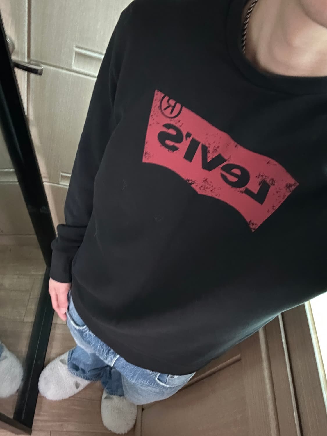 리바이스 빅로고 블랙 스웻 맨투맨 L 상품이미지2