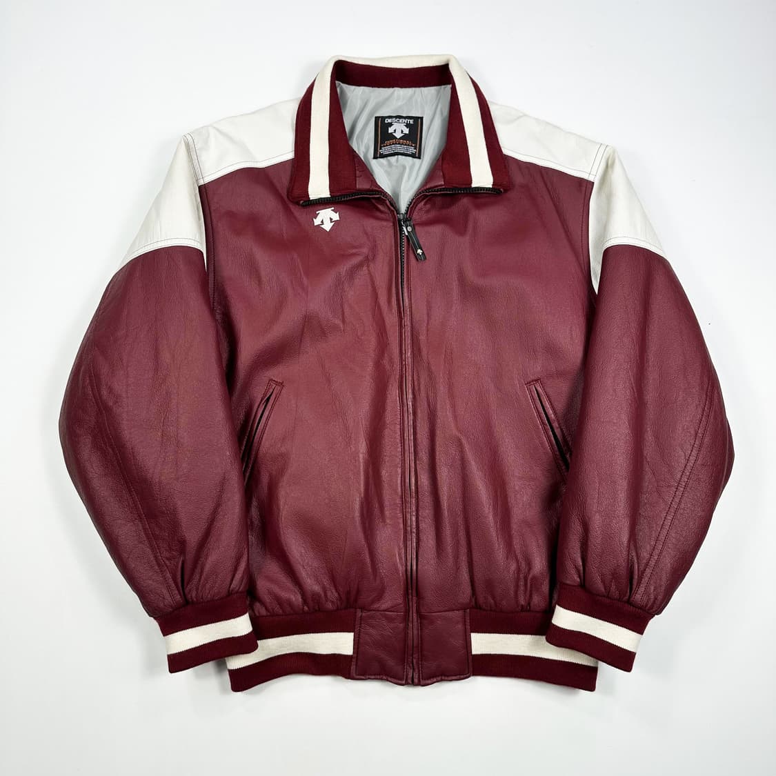 데상트 버건디 가죽 바시티 스타디움 점퍼 (L) 상품이미지2