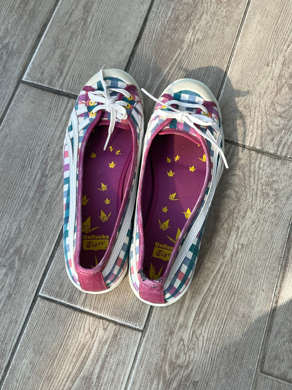 빈티지 오니츠카 타이거 체크무늬 플랫슈즈 상품이미지3