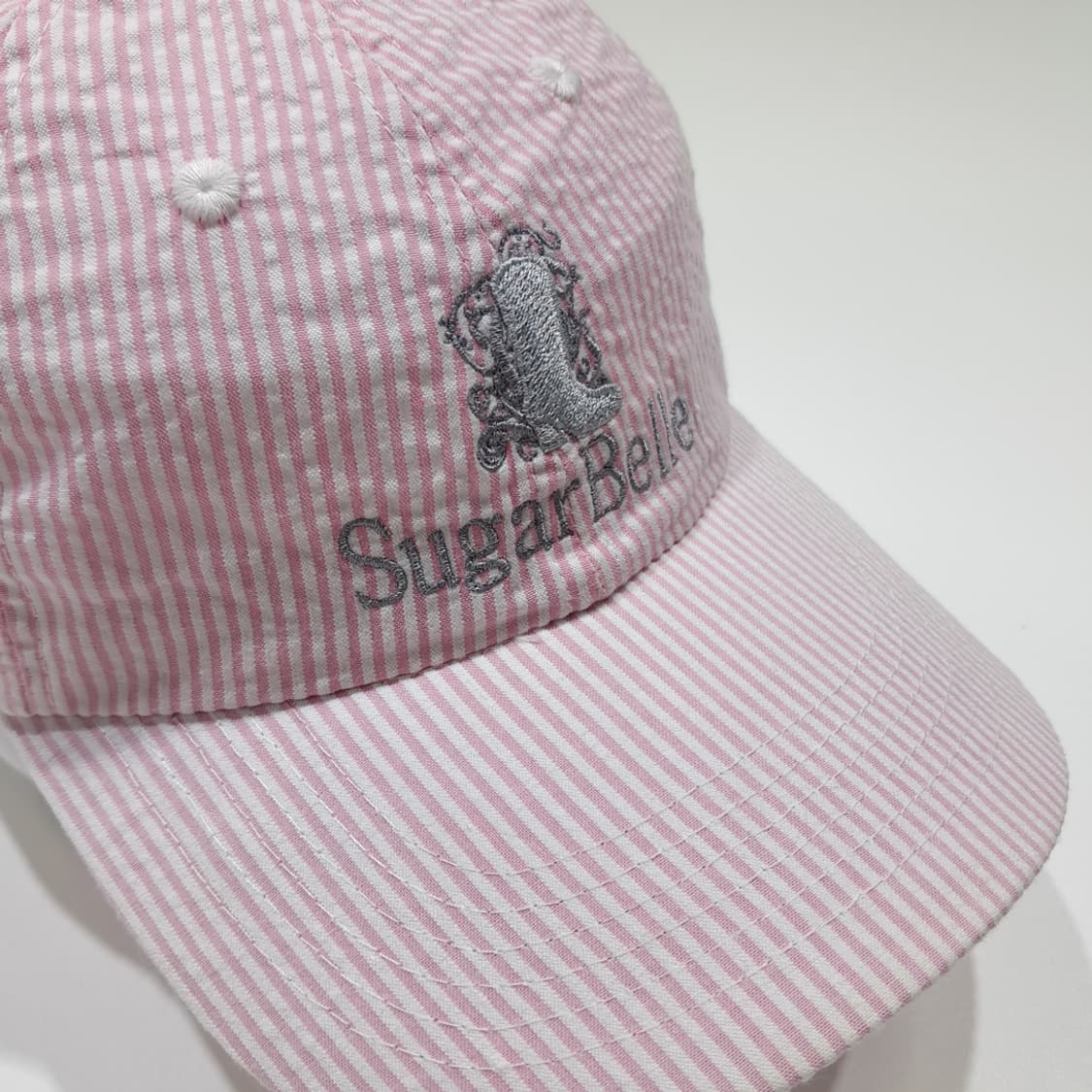 슈가벨 부츠 자수 핑크 시어서커 스트라이프 볼캡 P2066 상품이미지1