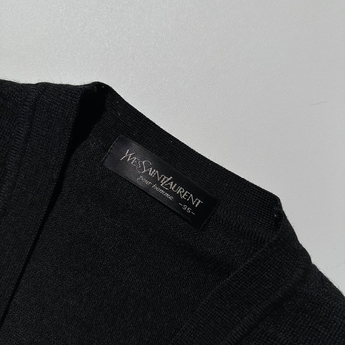 입생로랑 울 체크 V넥 니트 가디건 상품이미지4