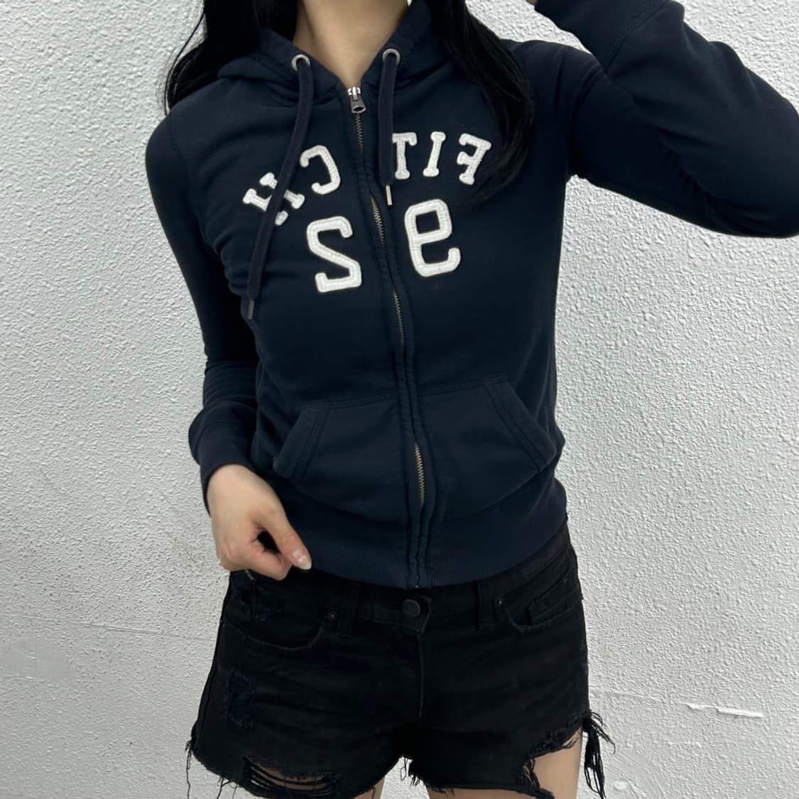 아베크롬비 패치로고 네이비 후드집업 XS 상품이미지1
