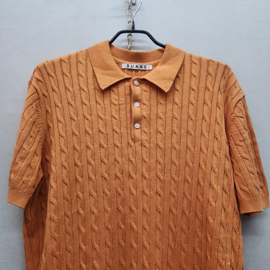수아레 케이블 반팔 카라 니트 M(L~XL) 상품이미지2