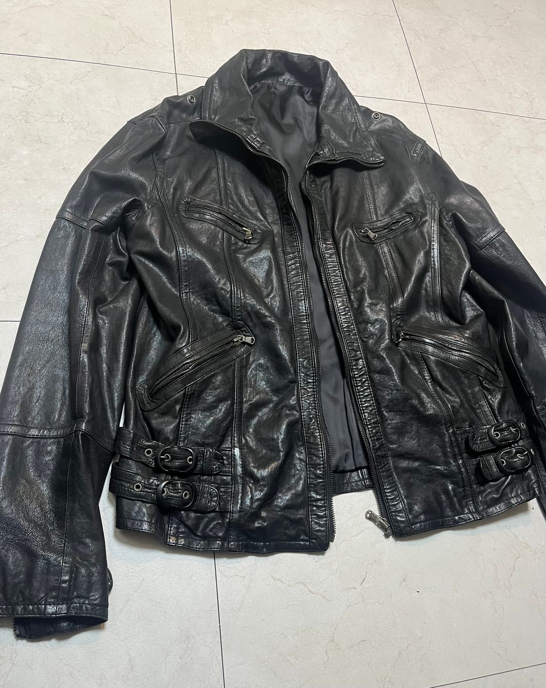 Japan Vintage 포켓 벨티드 램스킨 라이더 자켓 xl 상품이미지2