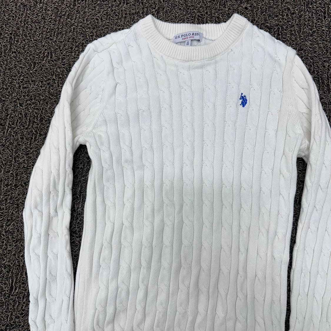 US POLO ASSN 폴로 아싼 꽈배기 케이블 여성 니트 화이트 M 상품이미지2