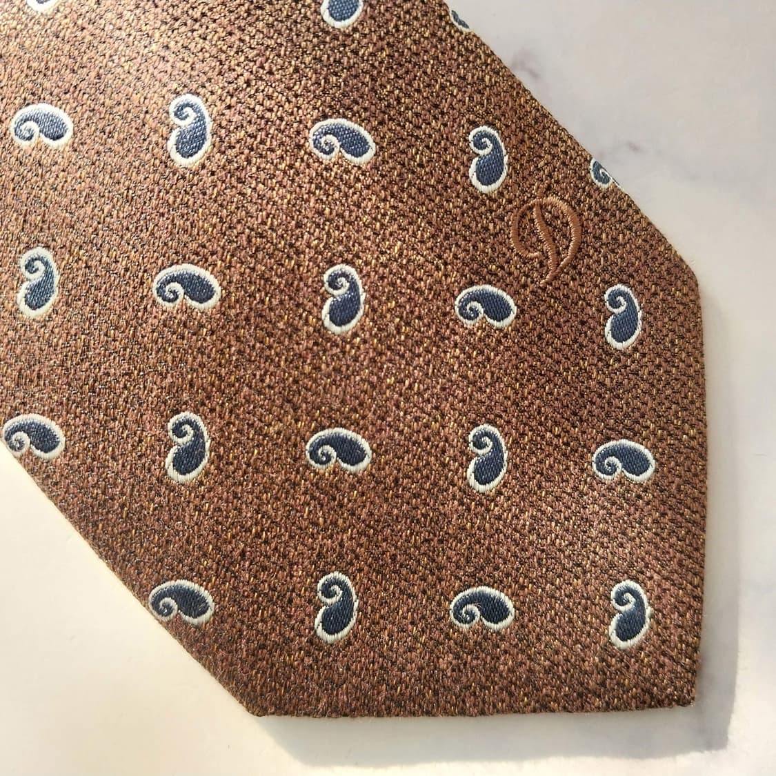 듀퐁 실크 브라운 페이즐리 패턴 슬림 넥타이 8cm A+등급 K1888
 상품이미지8