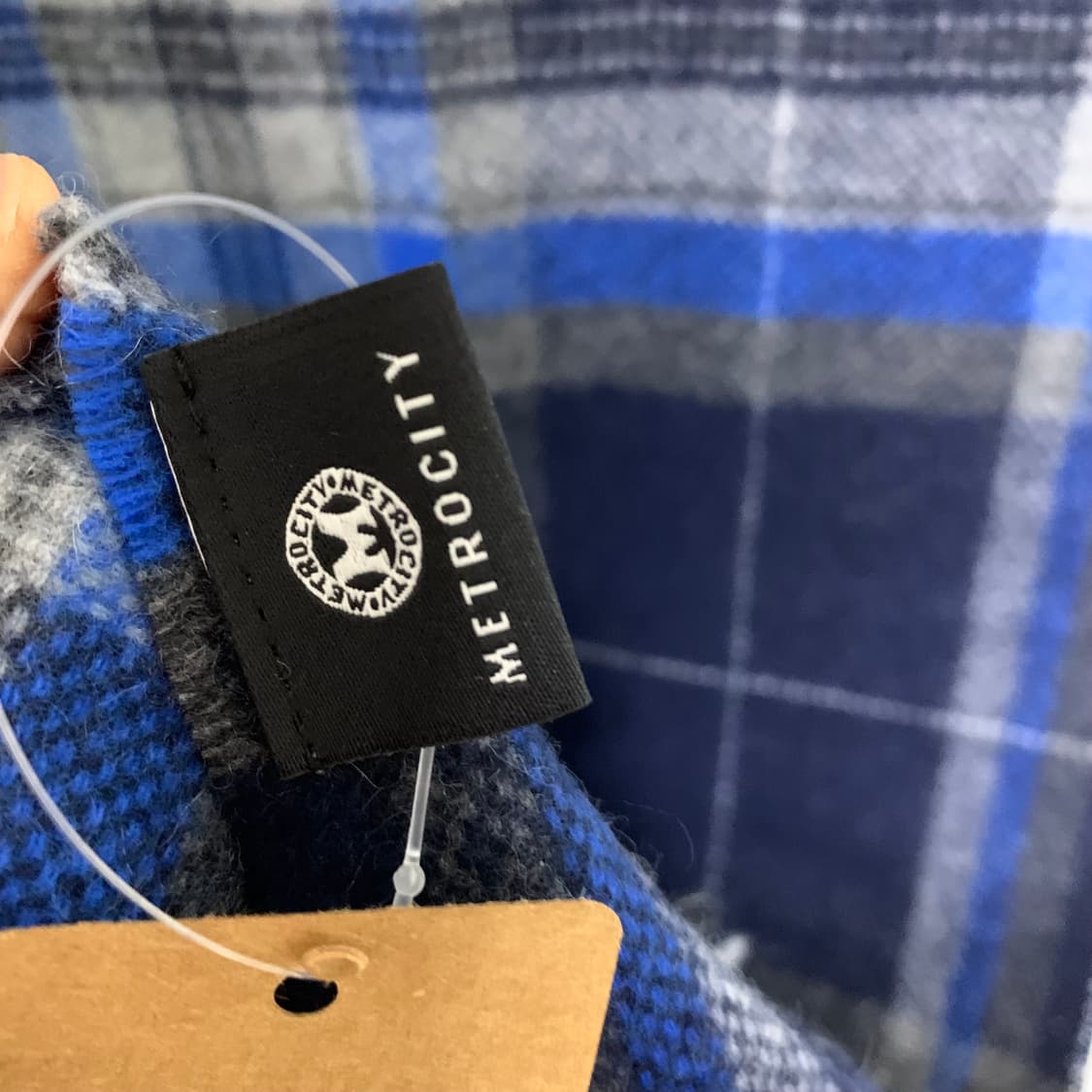 메트로시티 빈티지 캐시미어 100 체크 목도리 머플러 네이비/블루 상품이미지5