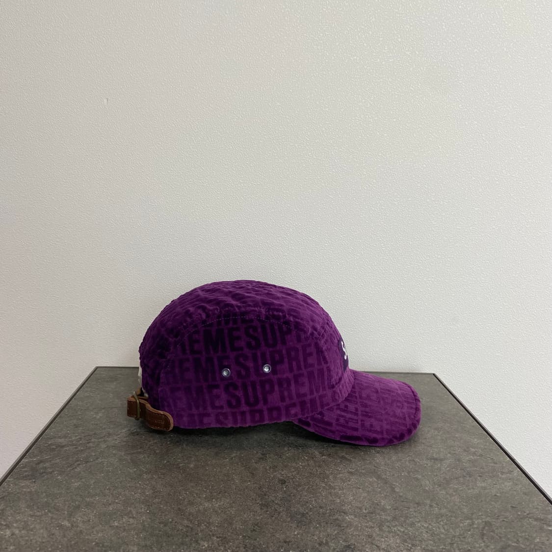 슈프림 자카드 로고 퍼플 박스로고 캠프캡 모자 상품이미지3