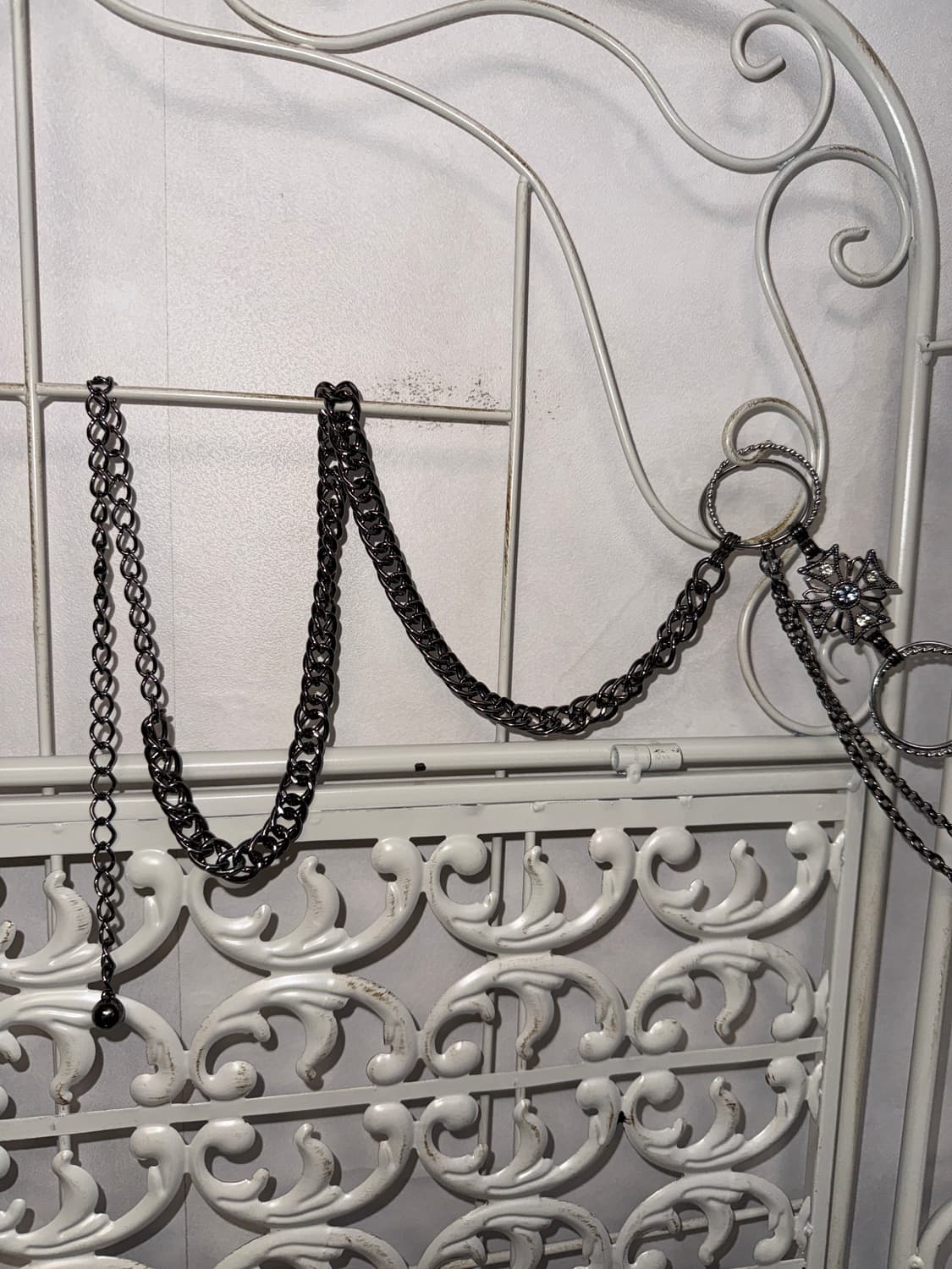 Silver cross cubic ring chain belt 상품이미지3