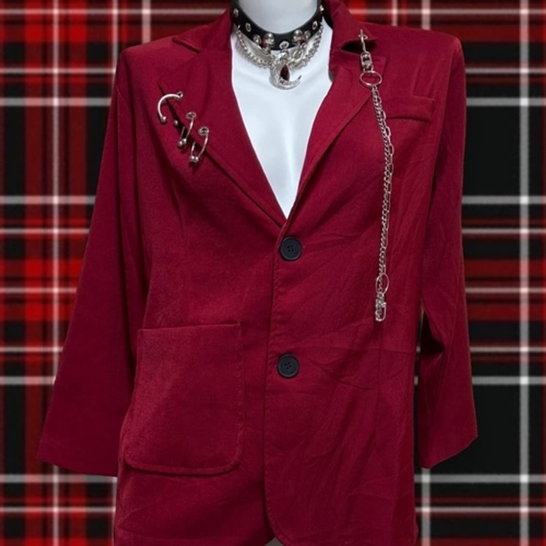 vintage pierce chain punk wine jacket 상품이미지2