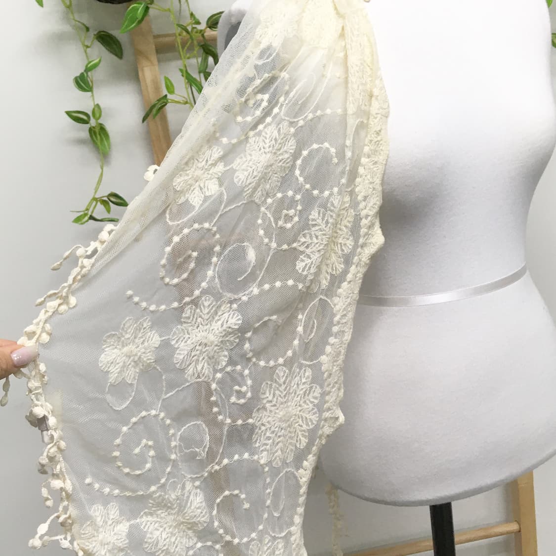 JPN/ 레이스스카프 아이보리스카프 모리걸스카프 모리룩스카프 상품이미지6