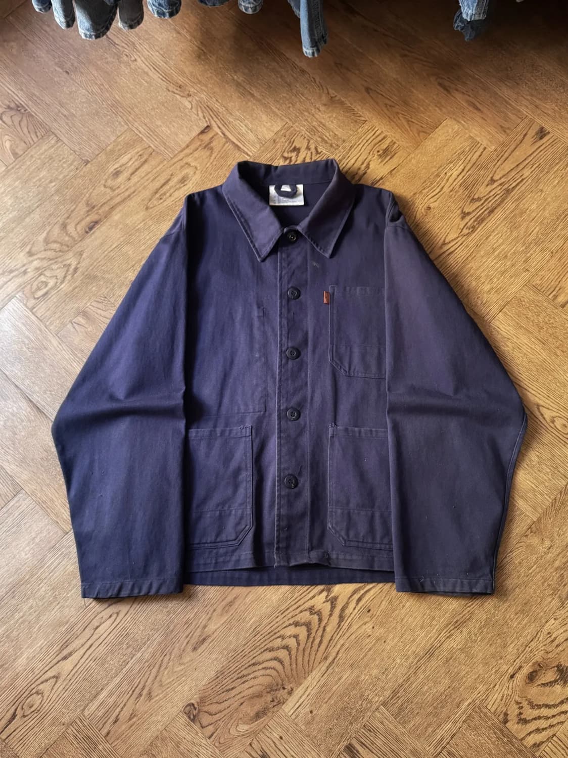 [M]빈티지 3포켓 네이비 트윌코튼 프렌치 워크 자켓 상품이미지1