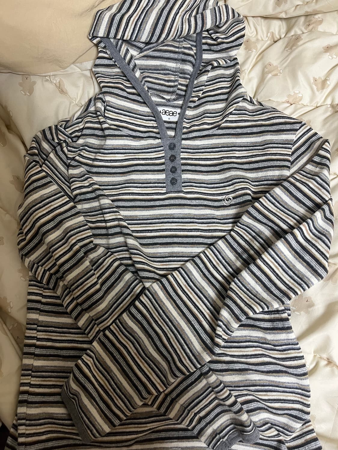 aeae 스트라이프 후디 베이지 stripe hoodie beige 상품이미지2