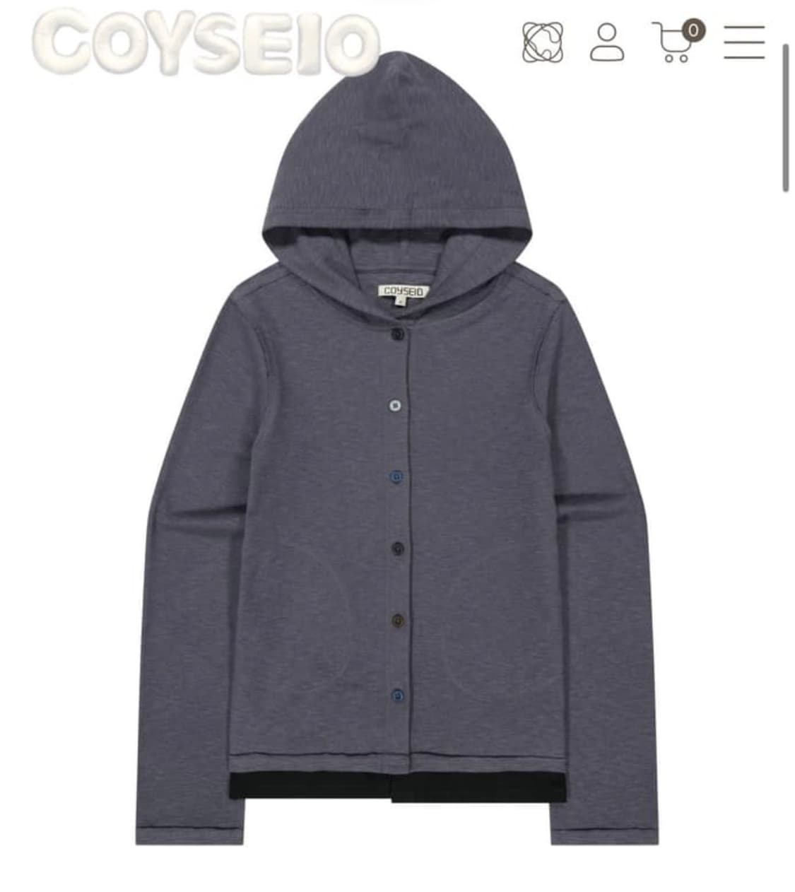 코이세이오 투폴드 버튼업 후디 차콜 2사이즈  상품이미지1