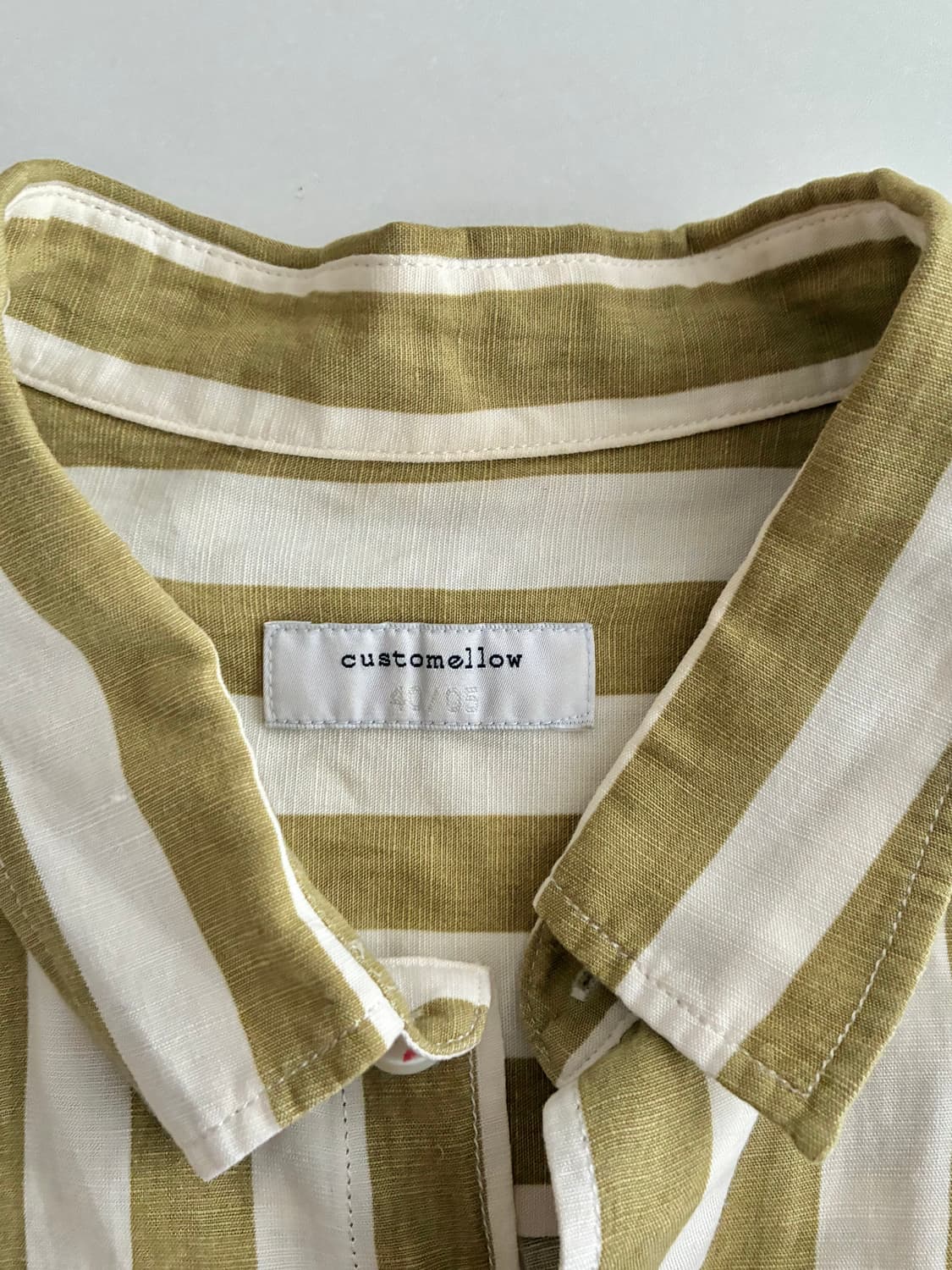 105) 커스텀멜로우 린넨 스트라이츠 셔츠 올리브 상품이미지5