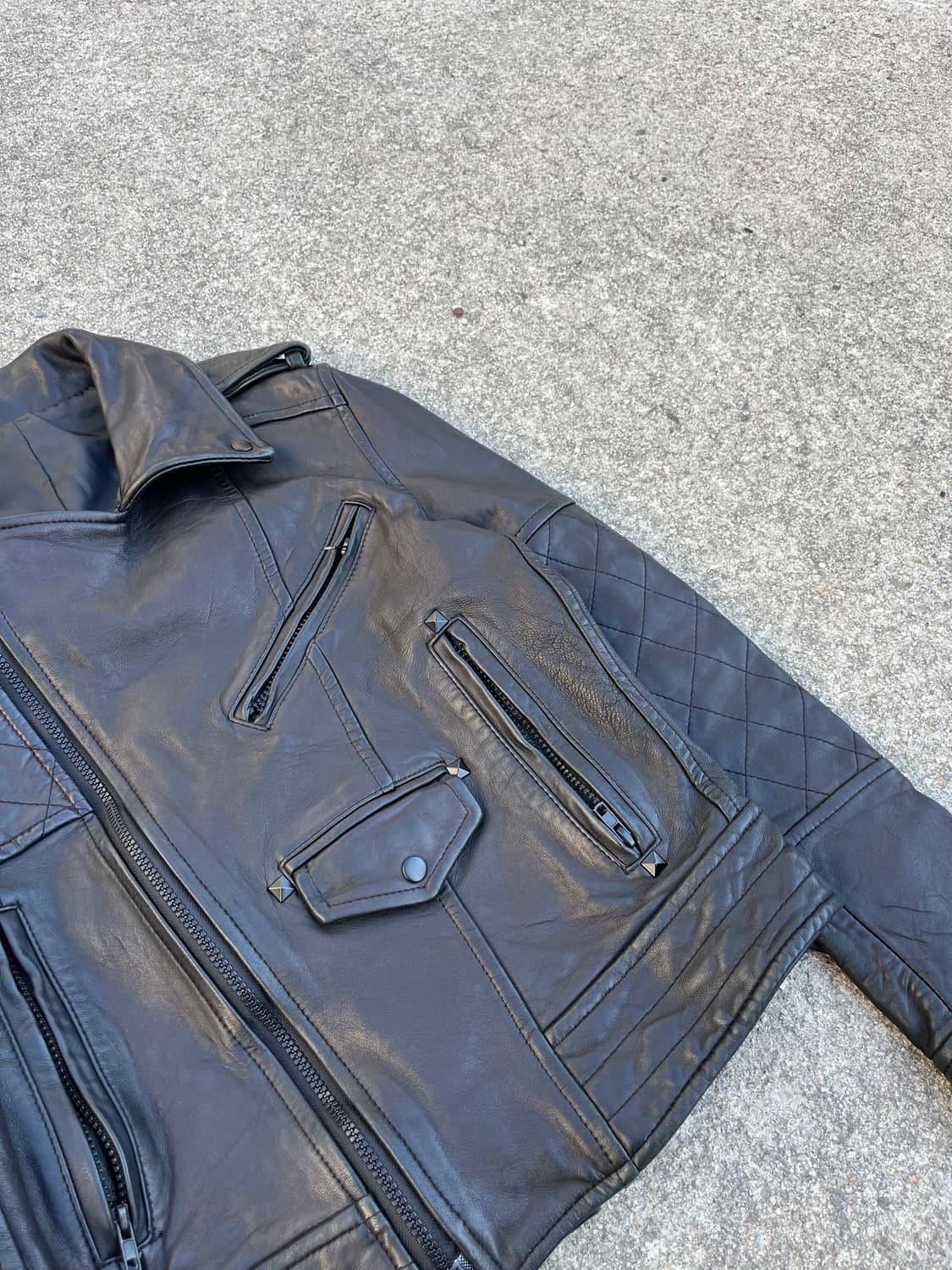 Vintage 스터드 바이커 양가죽 레더자켓 상품이미지3