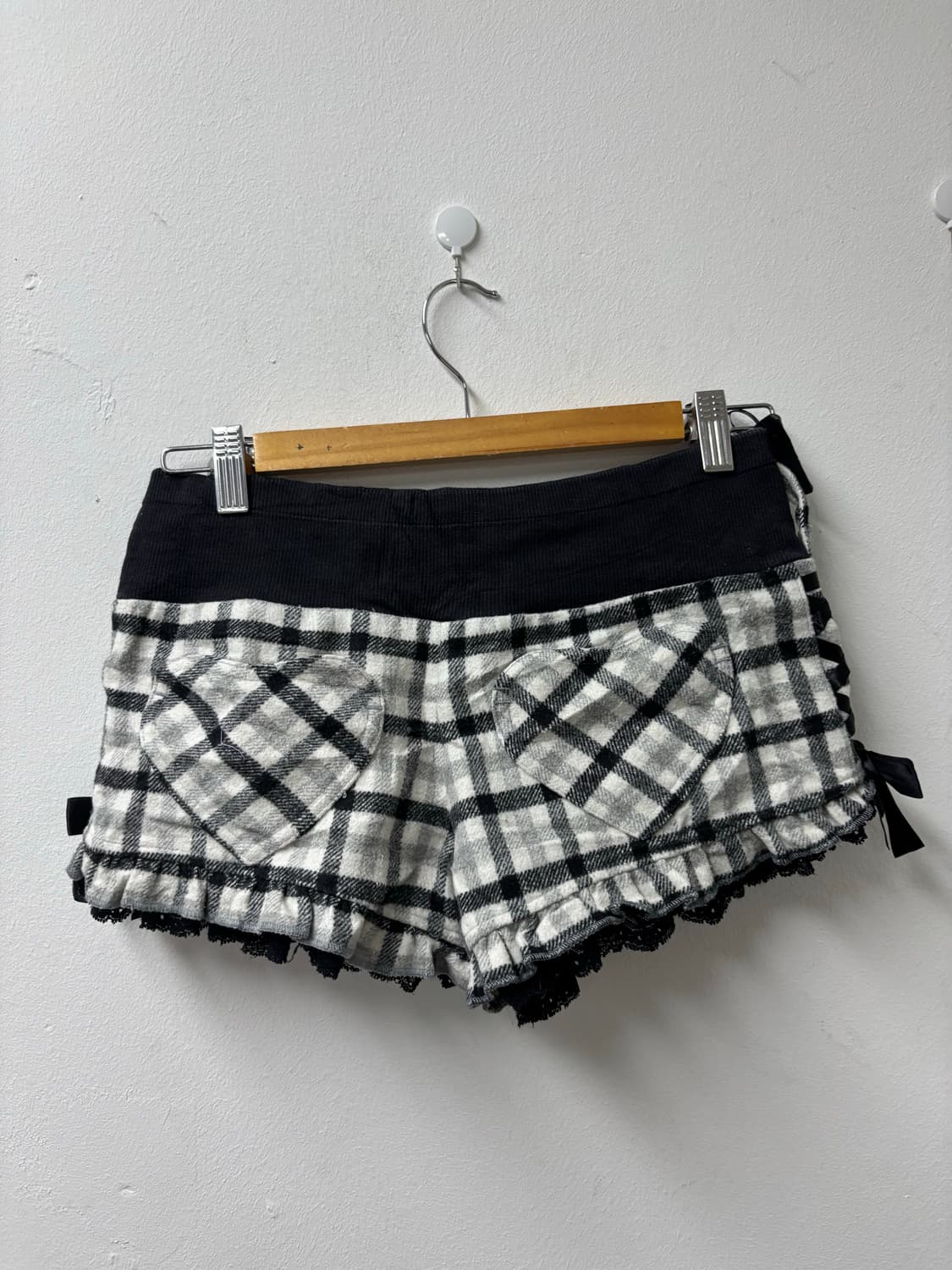 트랄라라 레이스 블랙 체크패턴 숏팬츠 상품이미지5