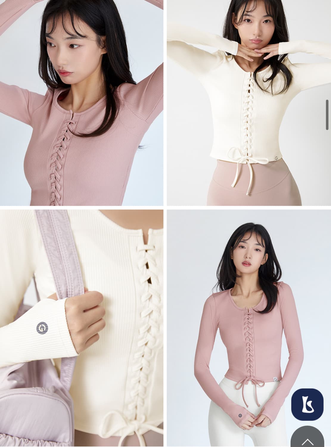 44 마른55 미개봉 새상품 그란데라인 골지 리본 크롭 탑 긴팔 티셔츠 상품이미지6