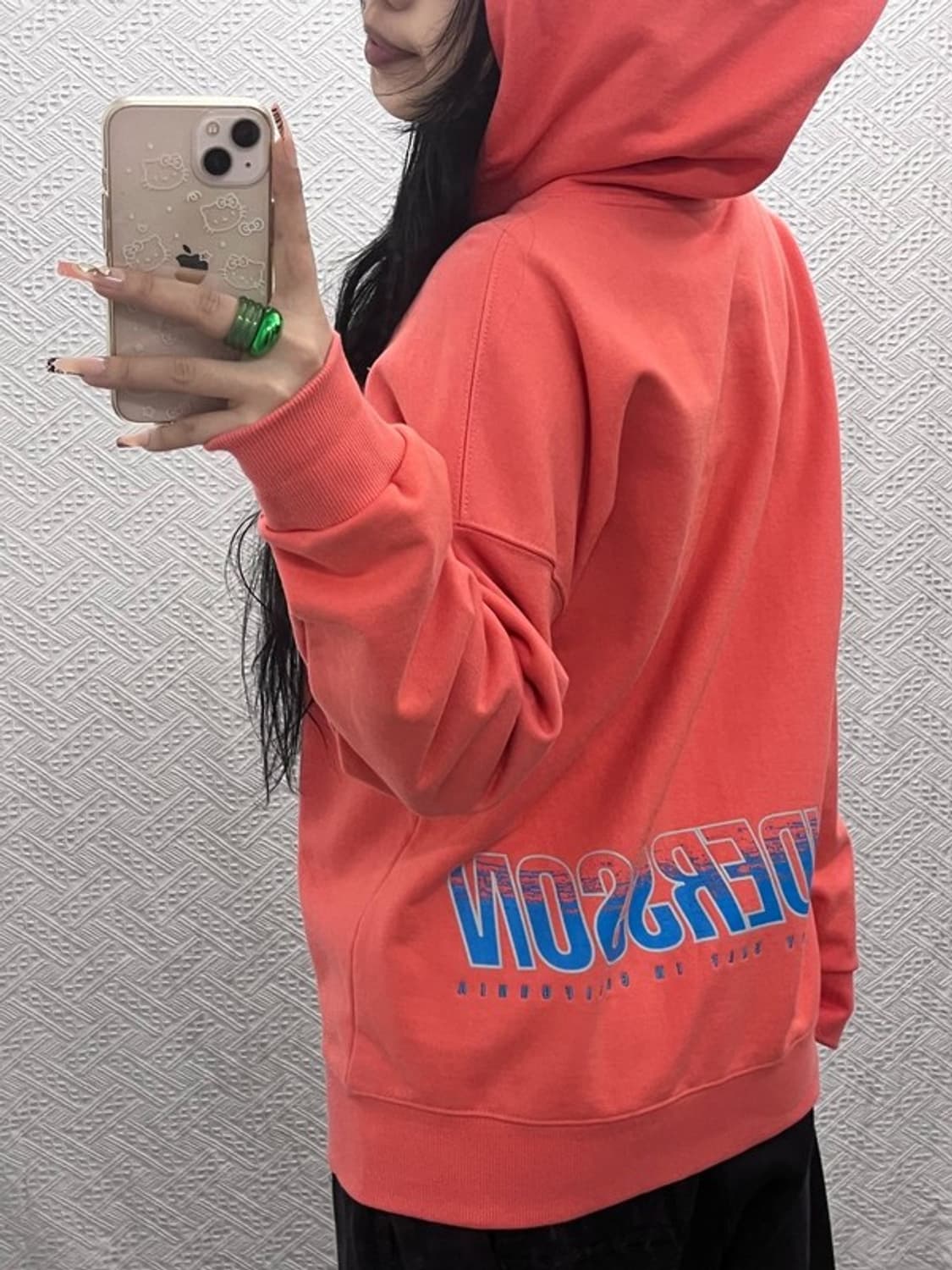 앤더슨벨 빈티지 레트로 코랄 언더로고 후드티 S C08227 상품이미지1