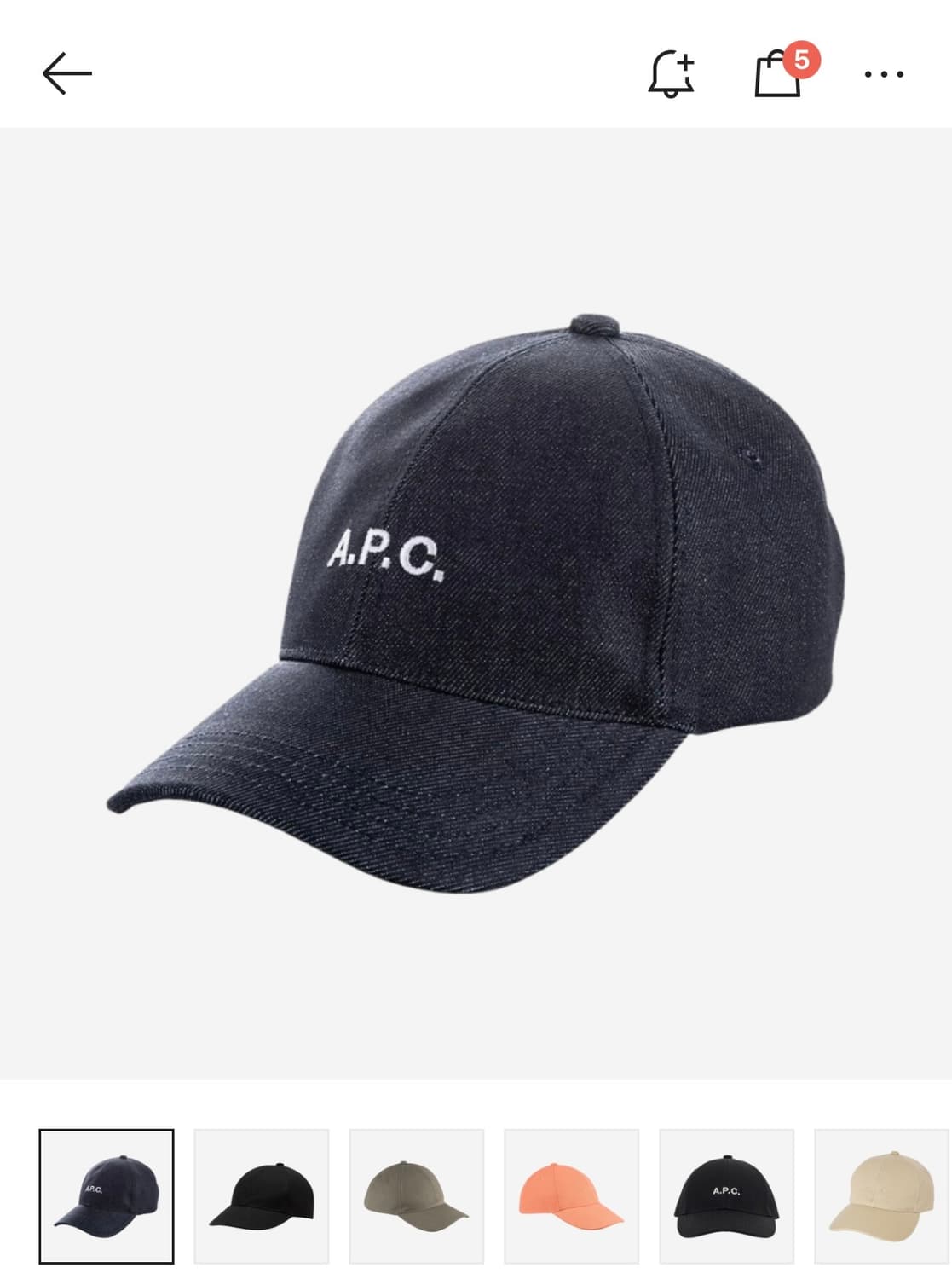 A.P.C 아페쎄 찰리 베이스볼 캡 인디고 56 상품이미지1