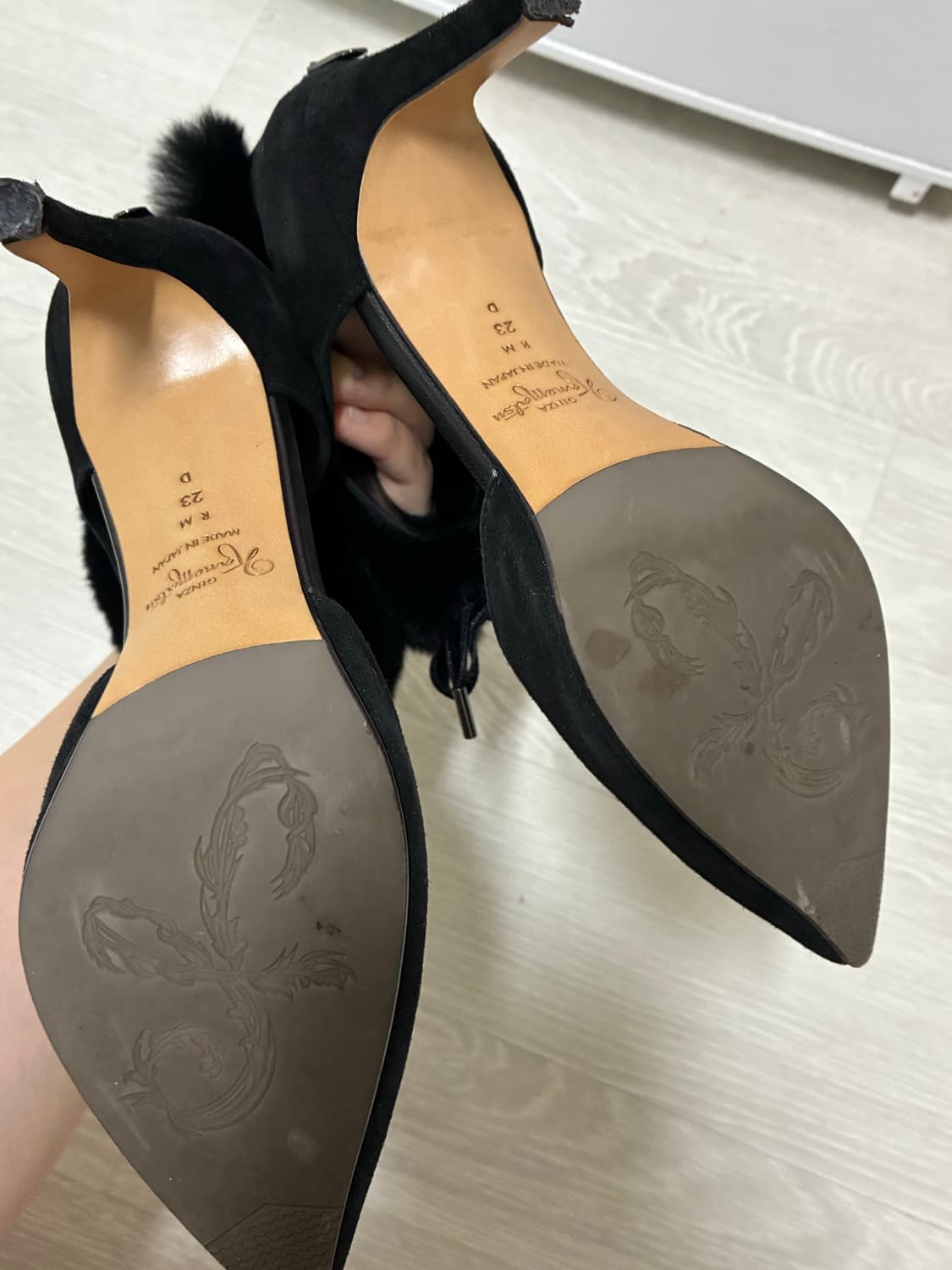 GINZA Kanematsu 긴자 빈티지 블랙 퍼 힐 상품이미지6