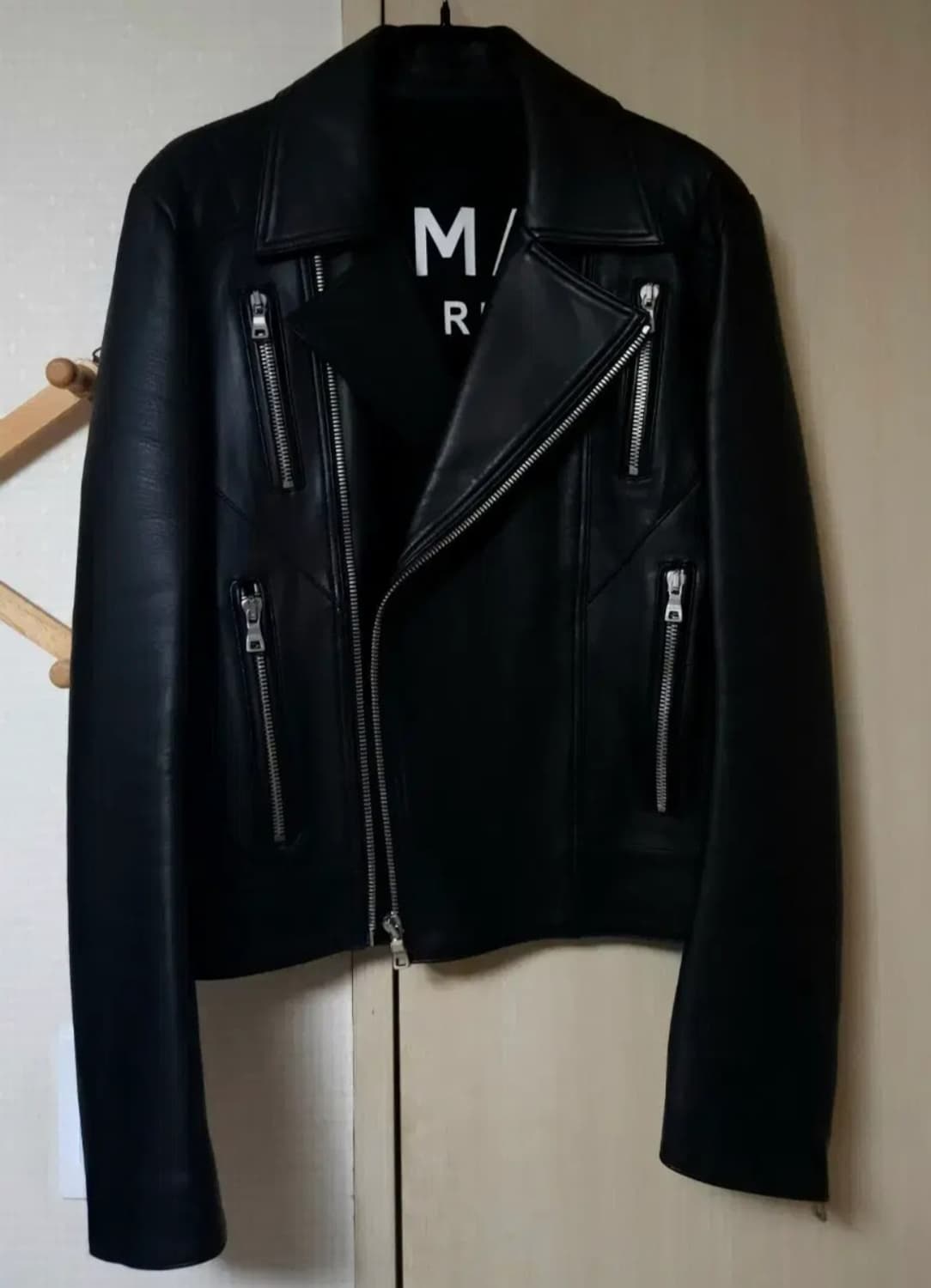 (48) 발망 블랙 램스킨 바이커 zip 레더 자켓 상품이미지4