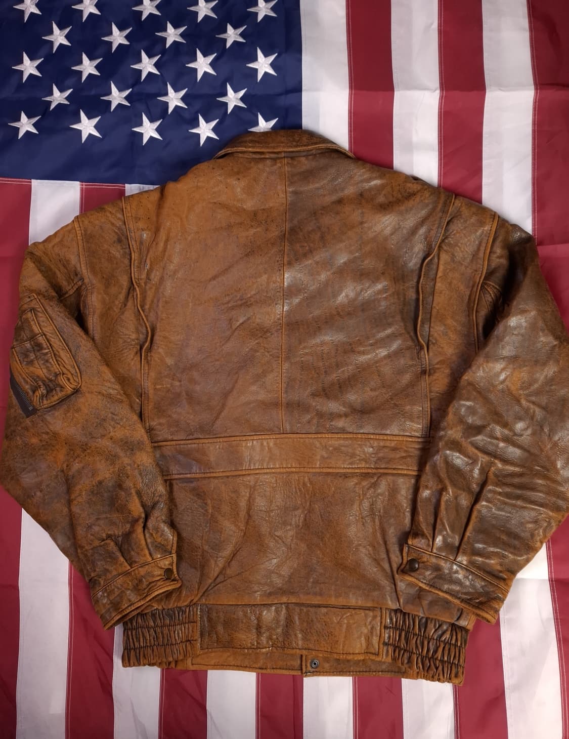 80's 일본판 빅사이즈 밀리터리 리얼레더 봄버자켓 상품이미지7