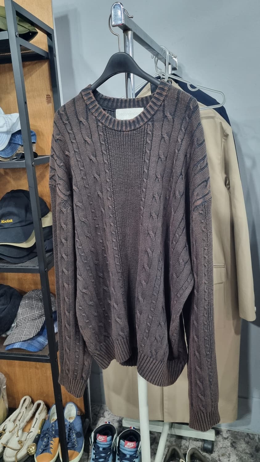 세컨모놀로그 워싱 다크브라운 L사이즈(100~105) 남성니트 상태최상 상품이미지1