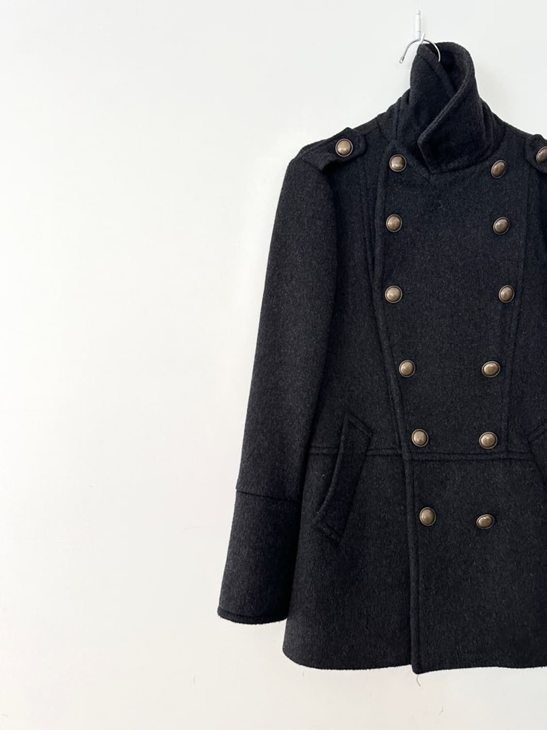 Epaulet double breasted half coat 상품이미지2