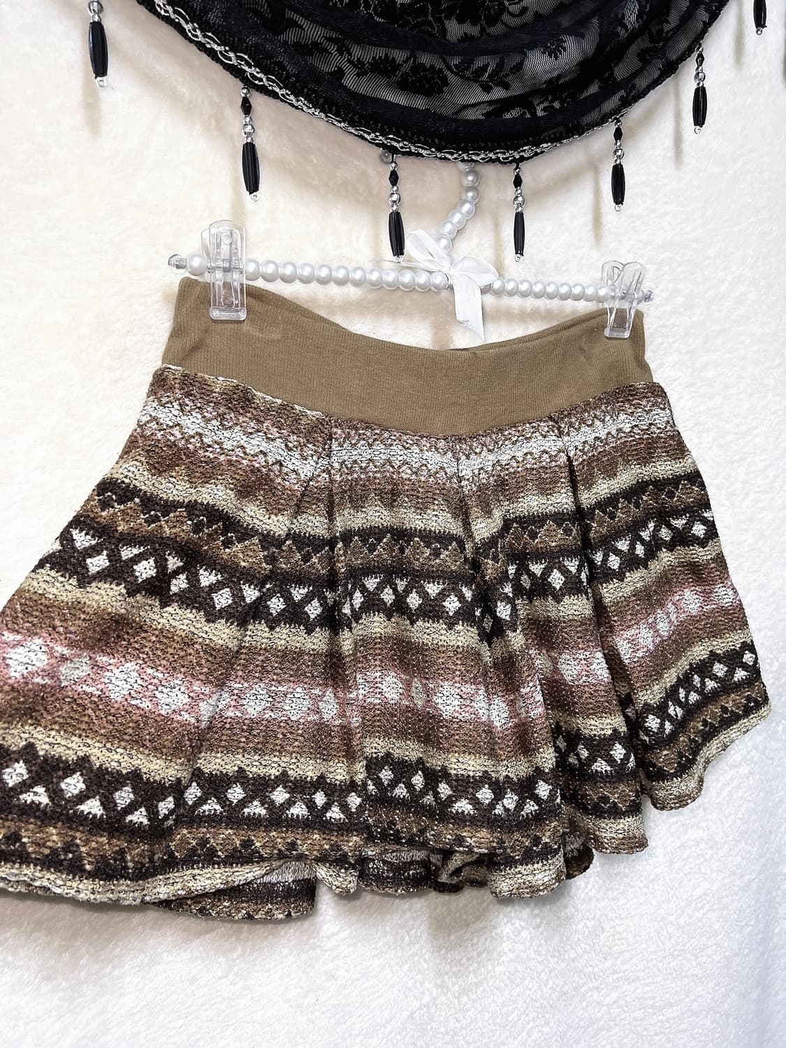 라떼갸루 니트 노르딕패턴 큐롯팬츠 반바지 히피 모리 오리엔탈 그런지 핀터 상품이미지1