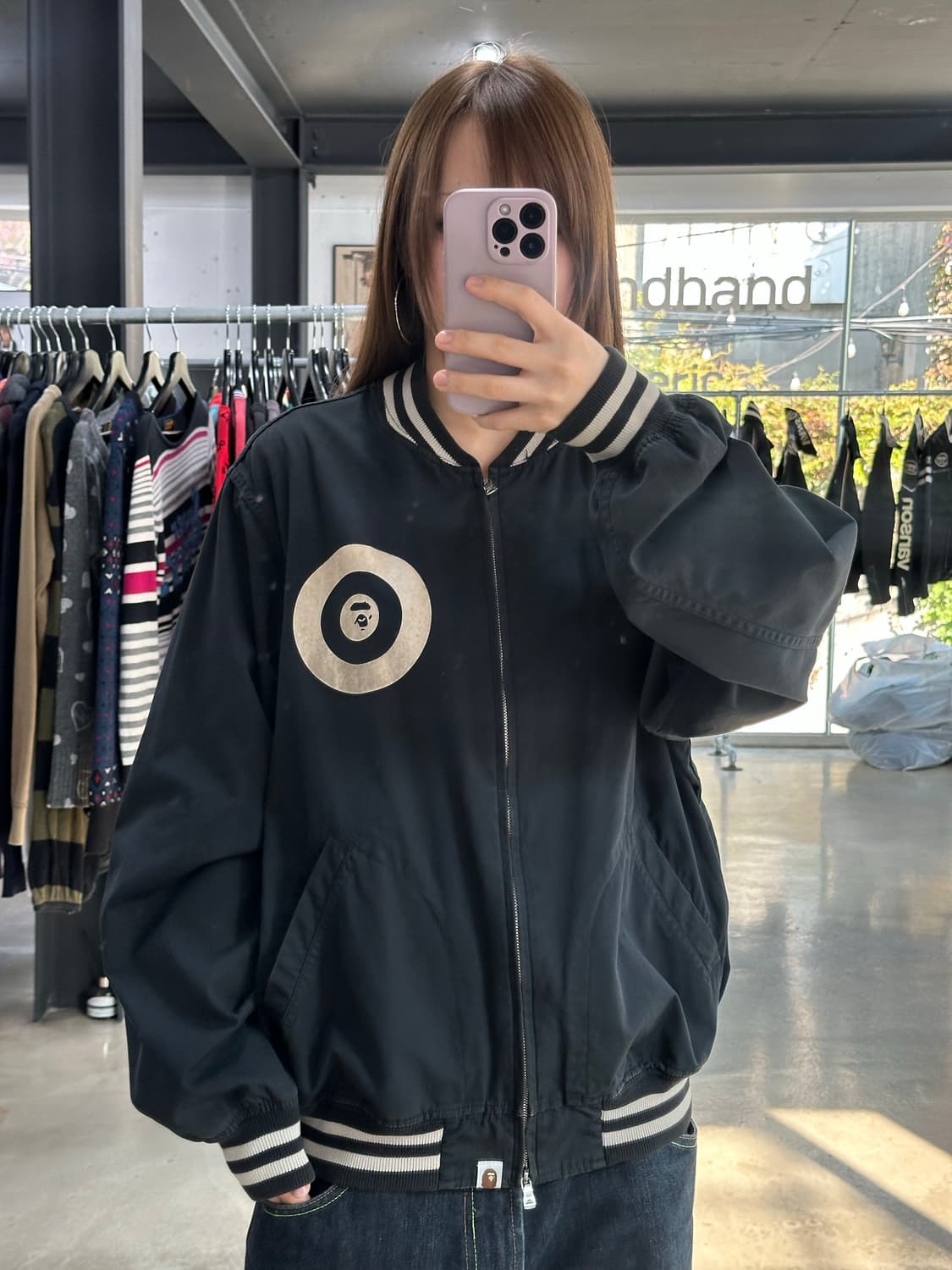 베이프 써클사루 백풀로고 투웨이바시티자켓 상품이미지2