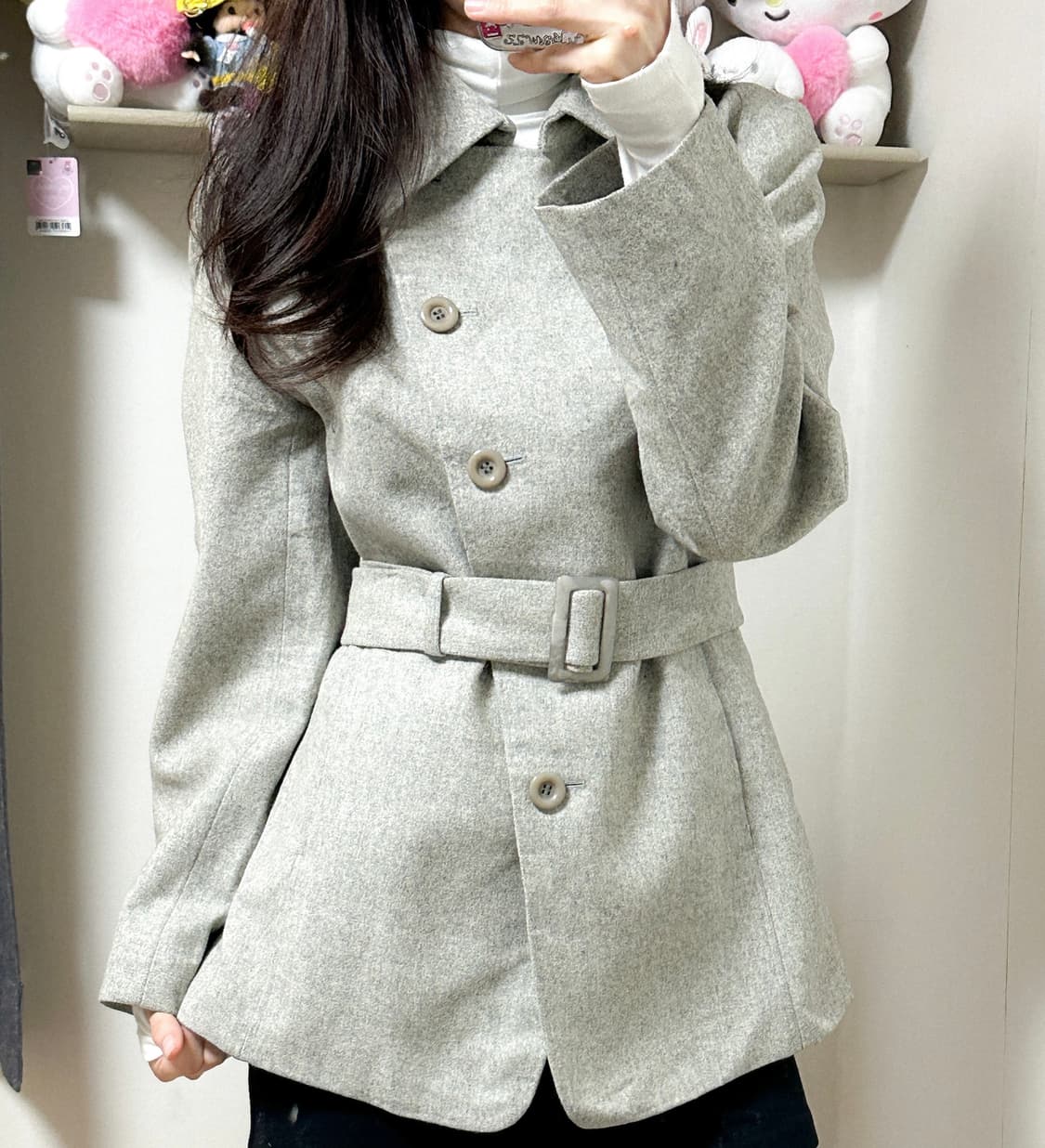 빈티지 그레이 벨트 코트 오네갸루 로걀 코이세이오깔 공겜여주 긱시크 고스 상품이미지1