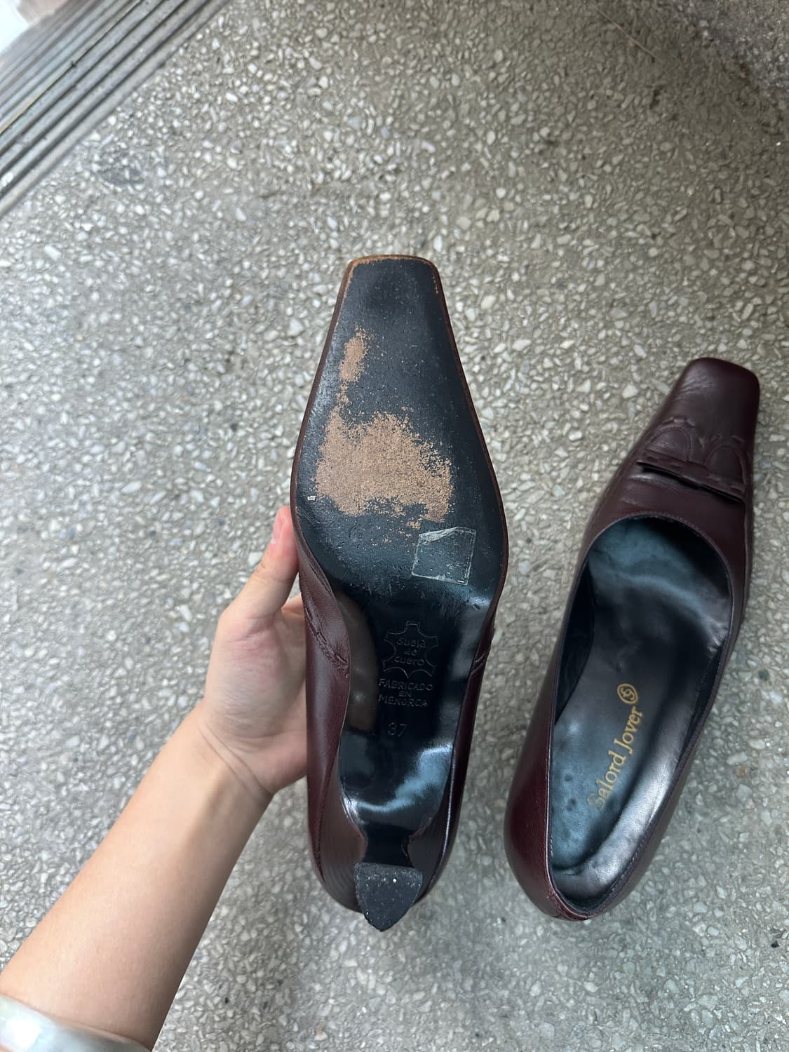 Vintage Square Toe Kitten Heels 상품이미지4