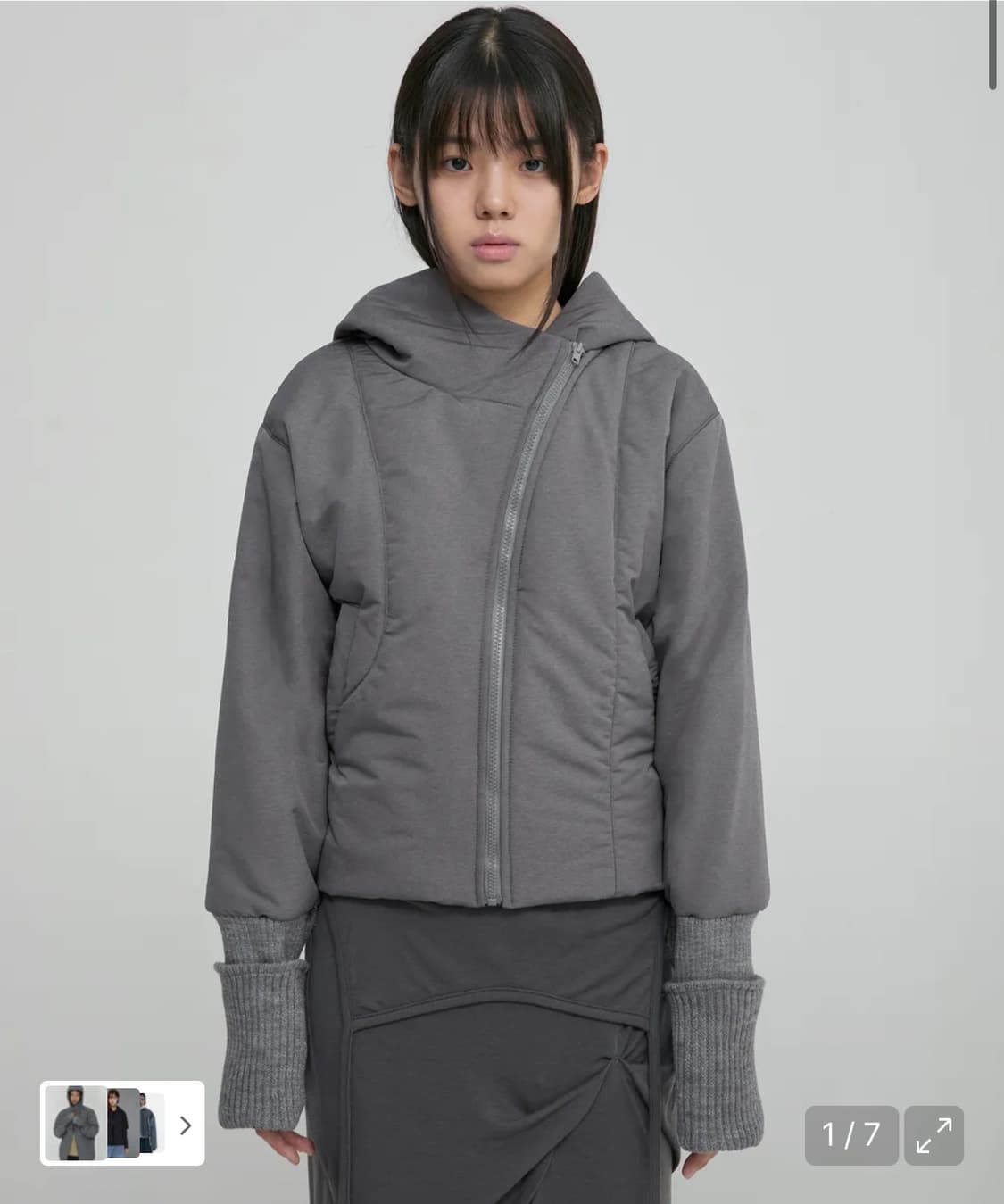 플레어업 Hooded Asymmetrical Puffer Jacket  상품이미지1