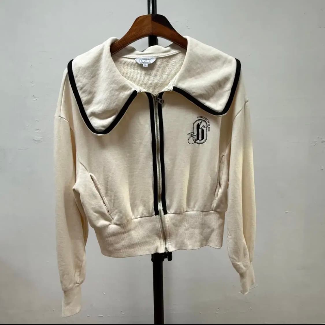 EGOIST 에고이스트 빅카라 배색 집업 맨투맨 아이보리 55 JS20 상품이미지1