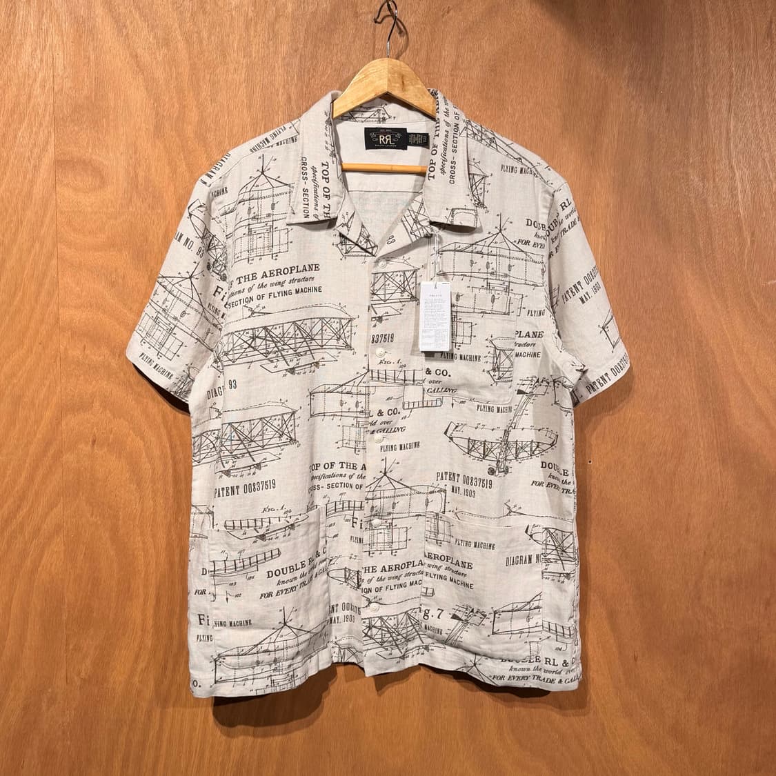 RRL 더블알엘 에어플레인 프린트 리넨 캠프 셔츠 XL 상품이미지1