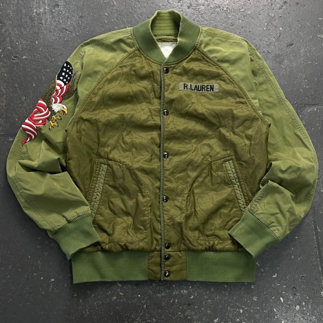 100 폴로 데님 앤 서플라이 독수리 자수 밀리터리 퀼팅 자켓 상품이미지1