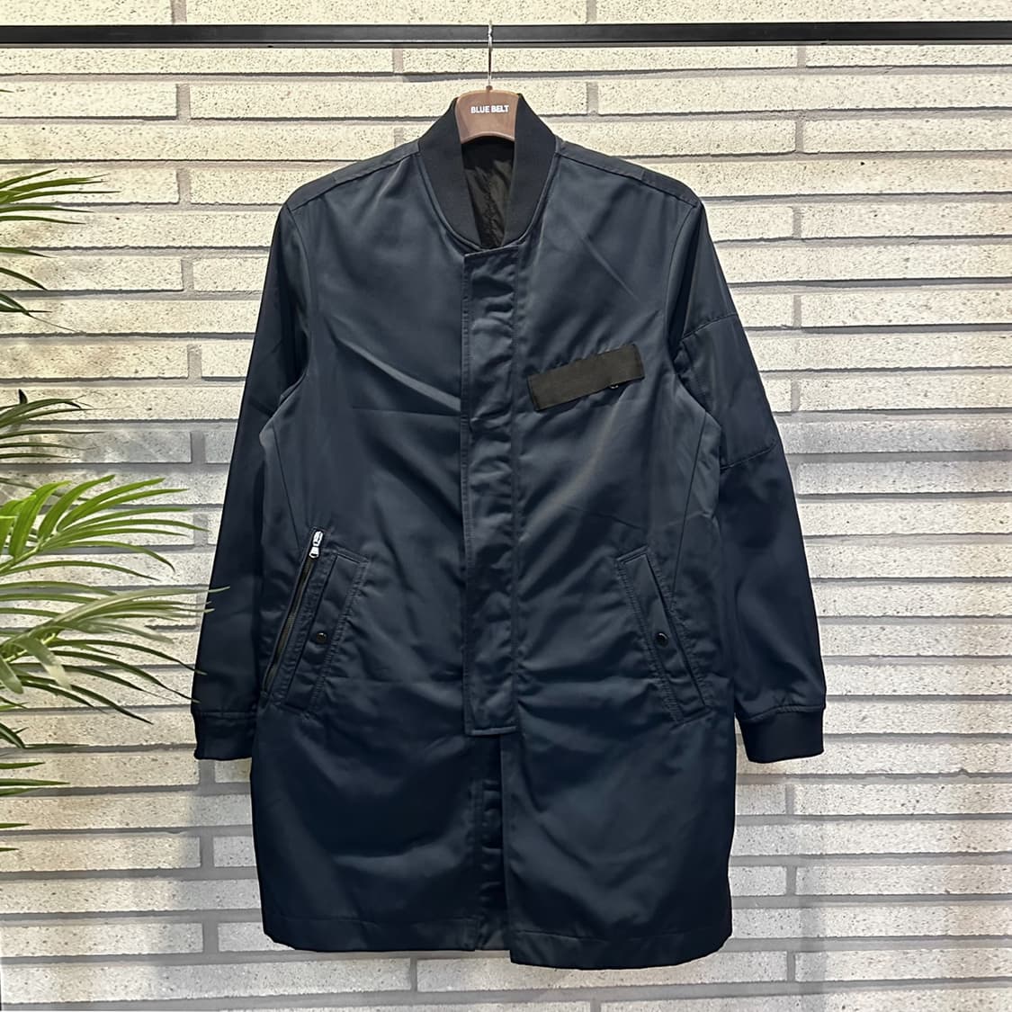 타임 MA-1 롱 봄버 항공점퍼 노카라 소매 지퍼 디테일 네이비 상품이미지2